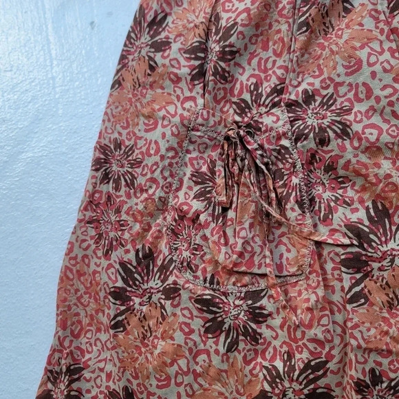 Bob Timberlake Boho Orange Pink Floral Mini Cape Skirt Pockets A-Line Women's 12 - Picture 3 of 10